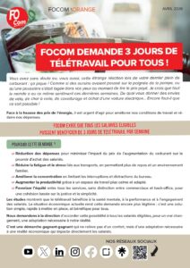 Hausse des carburants, FOCom demande 3 jours de télétravail